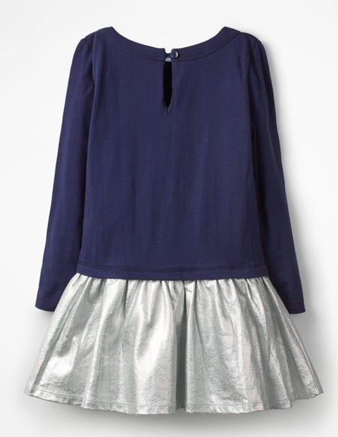Fun Jersey Woven Dress - College Blue/Metallic Fun Jersey Woven Dress - College Blue/Metallic