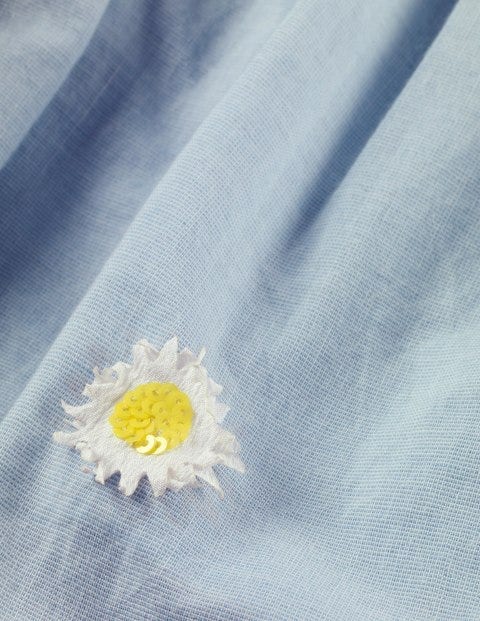 Witziges Gewebtes Jerseykleid - Naturweiß/Dunkelblau, Gänseblümchen Witziges Gewebtes Jerseykleid - Naturweiß/Dunkelblau, Gänseblümchen