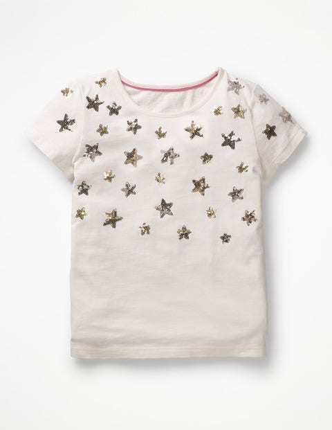 Sparkly Sequin T-Shirt - Ivory Stars Sparkly Sequin T-Shirt - Ivory Stars