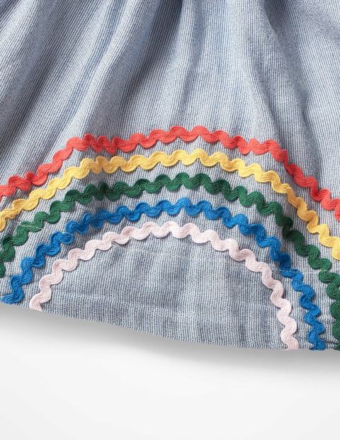 Rüschenkleid Mit Stickerei - Seeblau, Streifen/Regenbögen Rüschenkleid Mit Stickerei - Seeblau, Streifen/Regenbögen