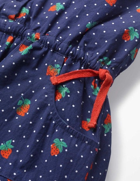 Printed Woven Playsuit - Starboard Blue Strawberry Spot Printed Woven Playsuit - Starboard Blue Strawberry Spot