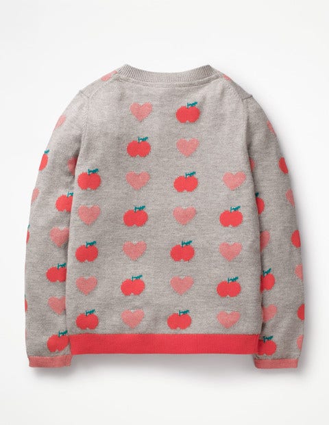 Fun Cardigan - Grey Marl Apples & Hearts Fun Cardigan - Grey Marl Apples & Hearts