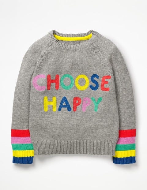 Happy Days Sweater - Grey Marl Happy Happy Days Sweater - Grey Marl Happy