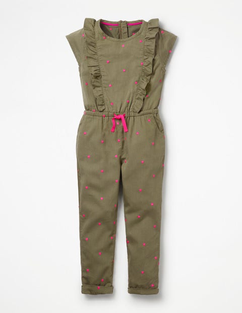 Frilly Woven Jumpsuit - Khaki Green Sweet Hearts Frilly Woven Jumpsuit - Khaki Green Sweet Hearts