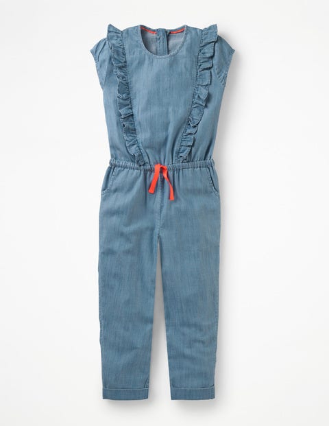Frilly Woven Jumpsuit - Indigo Chambray Frilly Woven Jumpsuit - Indigo Chambray