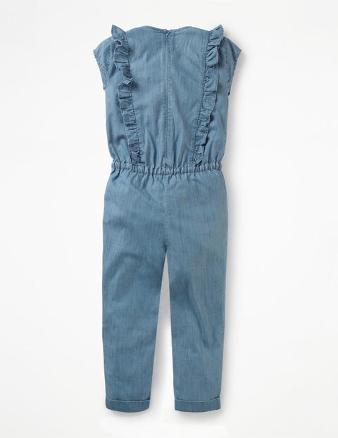 Frilly Woven Jumpsuit - Indigo Chambray Frilly Woven Jumpsuit - Indigo Chambray