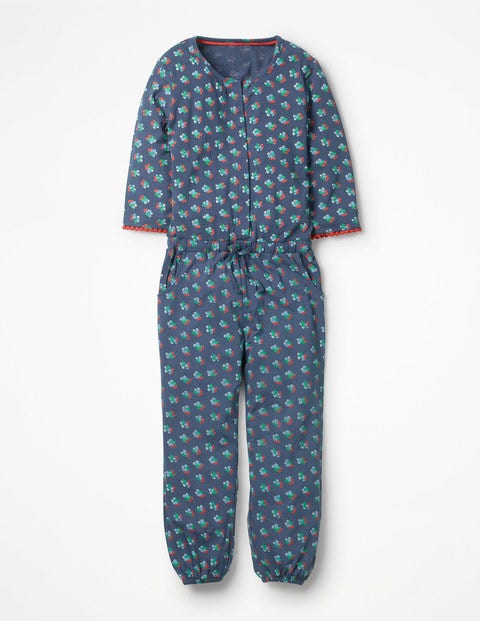 Printed Jersey Jumpsuit - Blue Vintage Posy Printed Jersey Jumpsuit - Blue Vintage Posy