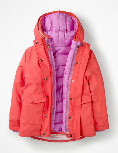 Waterproof 3-In-1 Raincoat - Jam Red/Lilac Pink Waterproof 3-In-1 Raincoat - Jam Red/Lilac Pink
