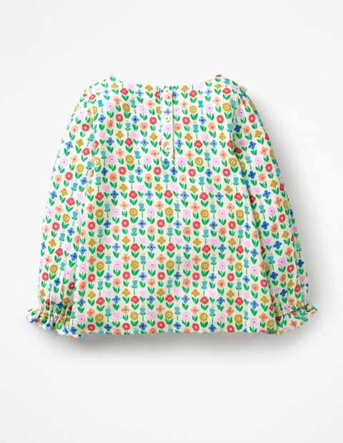 Printed Ruffle Top - Ivory Flower Patch Printed Ruffle Top - Ivory Flower Patch