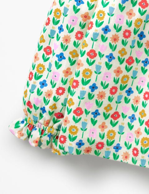 Printed Ruffle Top - Ivory Flower Patch Printed Ruffle Top - Ivory Flower Patch