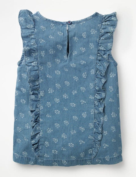 Lace Detail Woven Top - Chambray Vintage Posy Lace Detail Woven Top - Chambray Vintage Posy
