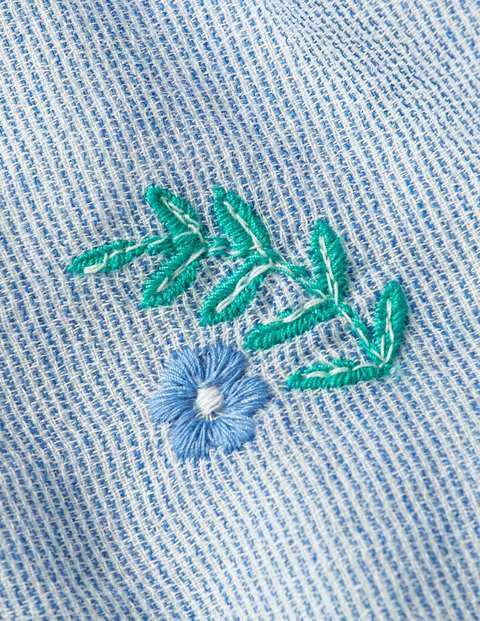 Pretty Embroidered Skirt - Lake Blue Ticking Stripe Pretty Embroidered Skirt - Lake Blue Ticking Stripe