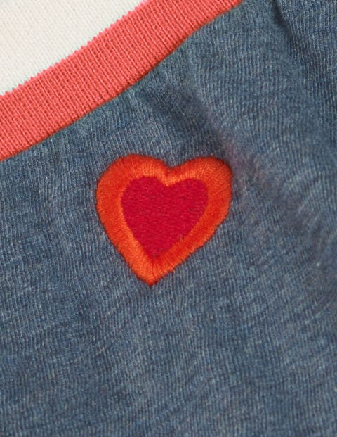 Embroidered Jersey Skort - Blue Marl Sparkly Hearts/Stars Embroidered Jersey Skort - Blue Marl Sparkly Hearts/Stars