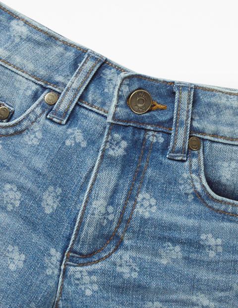 Printed Denim Shorts - Denim Vintage Posy Printed Denim Shorts - Denim Vintage Posy