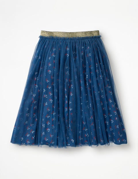 Tulle Midi Skirt - Lagoon Blue Vintage Posy Tulle Midi Skirt - Lagoon Blue Vintage Posy