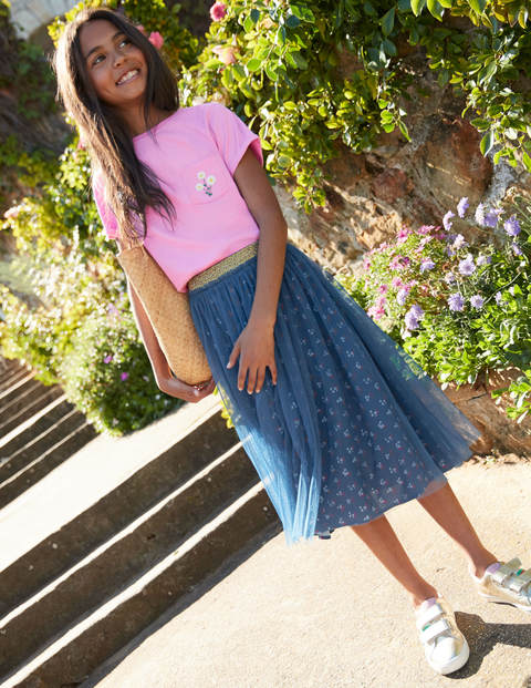 Tulle Midi Skirt - Lagoon Blue Vintage Posy Tulle Midi Skirt - Lagoon Blue Vintage Posy