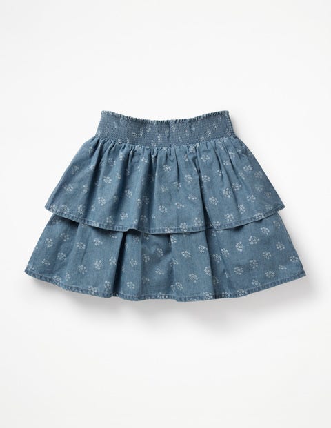 Mehrstufiger Rock Mit Rüschen - Faux-Uni, Vintage-Blumen Mehrstufiger Rock Mit Rüschen - Faux-Uni, Vintage-Blumen
