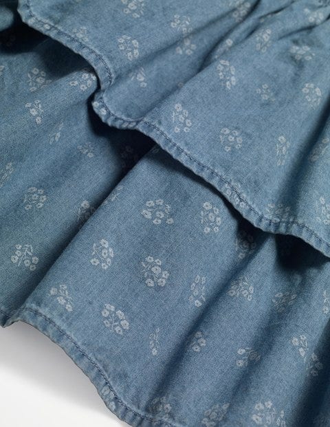 Mehrstufiger Rock Mit Rüschen - Faux-Uni, Vintage-Blumen Mehrstufiger Rock Mit Rüschen - Faux-Uni, Vintage-Blumen