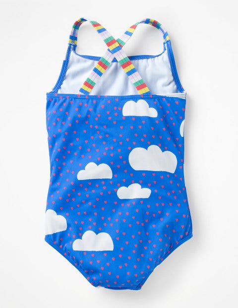 Cross-Back Swimsuit - Oasis Blue Love Clouds Cross-Back Swimsuit - Oasis Blue Love Clouds