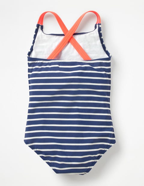 Cross-Back Swimsuit - Deep Sea Blue/Ivory Cross-Back Swimsuit - Deep Sea Blue/Ivory
