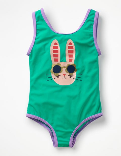 Appliqué Swimsuit - Jungle Green Bunny