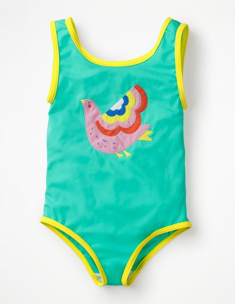 Appliqué Swimsuit - Light Green Bird Appliqué Swimsuit - Light Green Bird