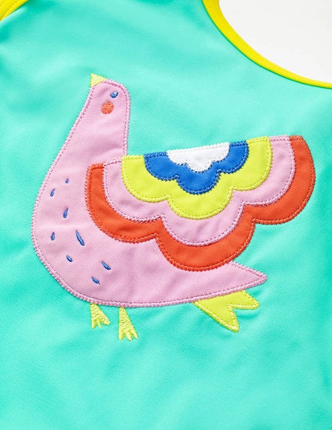 Appliqué Swimsuit - Light Green Bird Appliqué Swimsuit - Light Green Bird