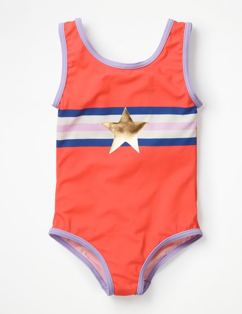 Appliqué Swimsuit - Jam Red Star Appliqué Swimsuit - Jam Red Star