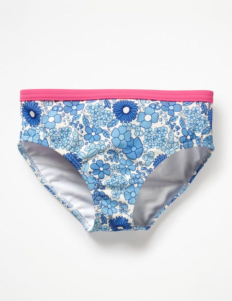 Patterned Bikini Bottoms - Blue Wallpaper Floral Patterned Bikini Bottoms - Blue Wallpaper Floral