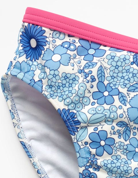 Patterned Bikini Bottoms - Blue Wallpaper Floral Patterned Bikini Bottoms - Blue Wallpaper Floral