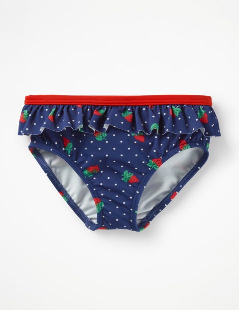 Ruffle Bikini Bottoms - Deep Sea Blue Strawberry Spot Ruffle Bikini Bottoms - Deep Sea Blue Strawberry Spot