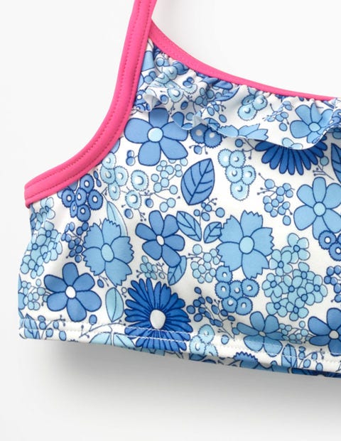 Ruffle Bikini Top - Blue Wallpaper Floral Ruffle Bikini Top - Blue Wallpaper Floral
