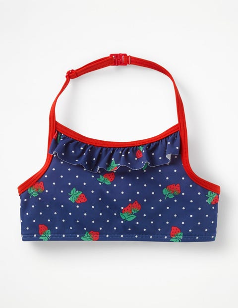Ruffle Bikini Top - Deep Sea Blue Strawberry Spot Ruffle Bikini Top - Deep Sea Blue Strawberry Spot