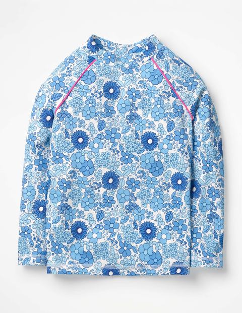 Long-Sleeved Rash Vest - Blue Wallpaper Floral Long-Sleeved Rash Vest - Blue Wallpaper Floral