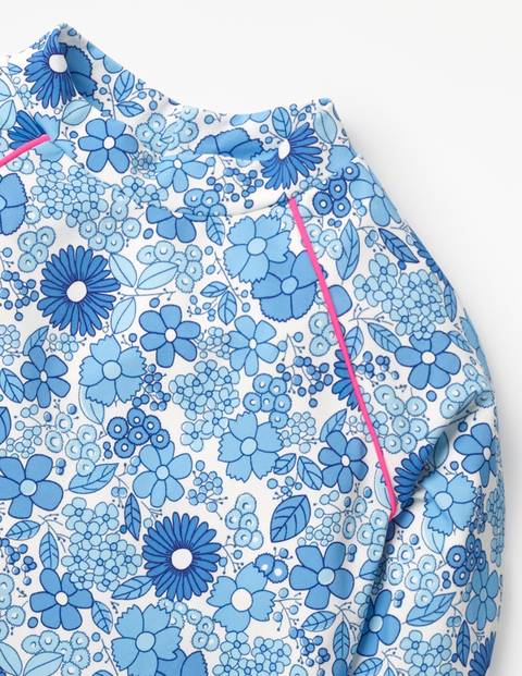 Long-Sleeved Rash Vest - Blue Wallpaper Floral Long-Sleeved Rash Vest - Blue Wallpaper Floral