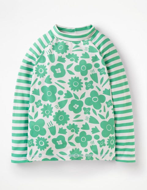 Long-Sleeved Rash Guard - Jungle Green Pop Floral Long-Sleeved Rash Guard - Jungle Green Pop Floral