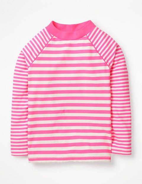 Long-Sleeved Rash Vest - Coral Pink/Ivory Long-Sleeved Rash Vest - Coral Pink/Ivory