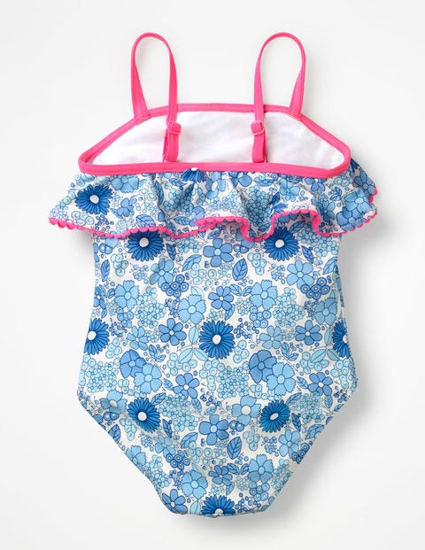 Frill Detail Swimsuit - Blue Wallpaper Floral Frill Detail Swimsuit - Blue Wallpaper Floral