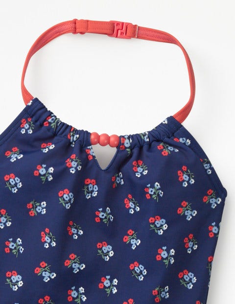 Halterneck Swimsuit - Deep Sea Blue Vintage Posy Halterneck Swimsuit - Deep Sea Blue Vintage Posy