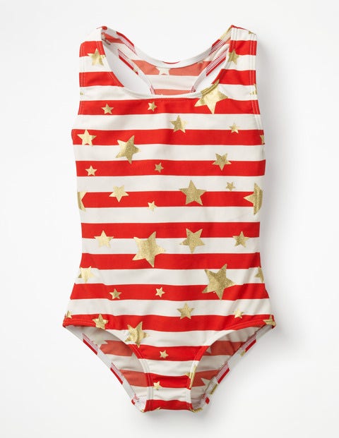 Racer-Back Swimsuit - Sunset Red/Gold Star Racer-Back Swimsuit - Sunset Red/Gold Star