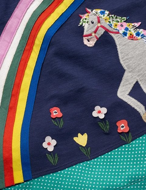 Big Appliqué Dress - College Blue Horse Big Appliqué Dress - College Blue Horse