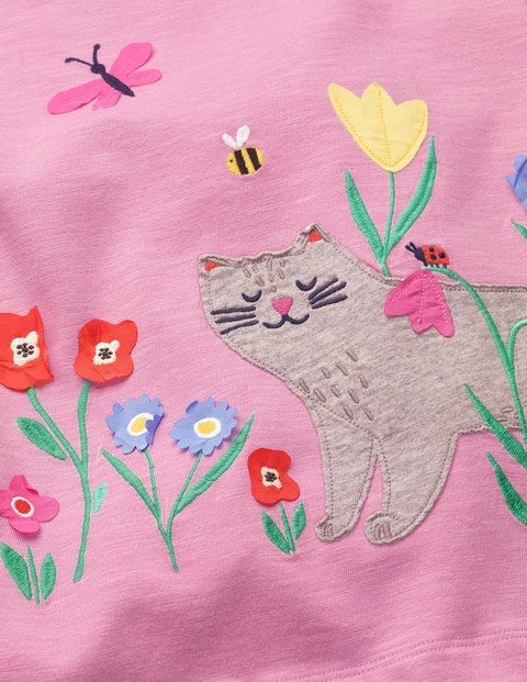 Big Appliqué Dress - Lilac Pink Cat Big Appliqué Dress - Lilac Pink Cat