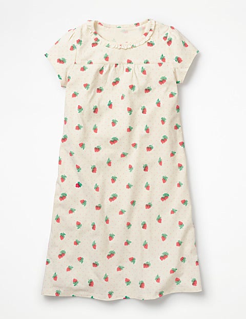Printed Nightie - Ivory Strawberry Spot Printed Nightie - Ivory Strawberry Spot