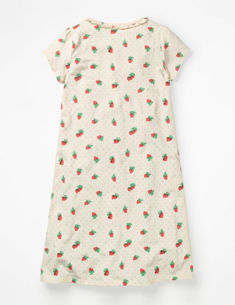 Printed Nightie - Ivory Strawberry Spot Printed Nightie - Ivory Strawberry Spot