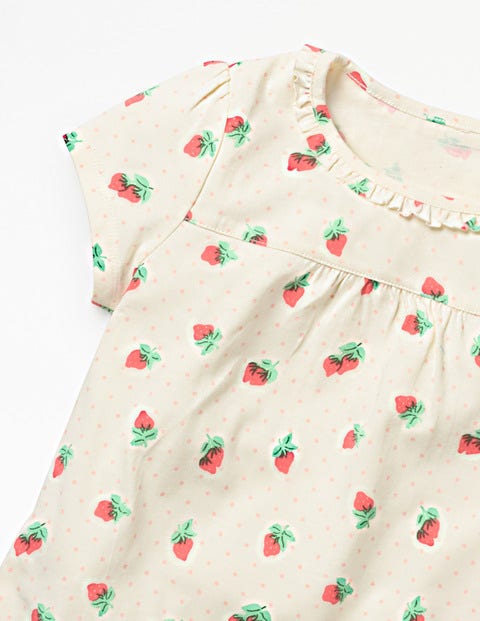 Printed Nightie - Ivory Strawberry Spot Printed Nightie - Ivory Strawberry Spot