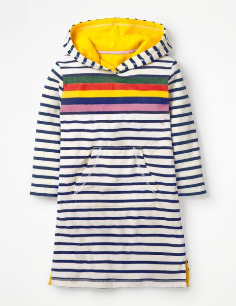 Stripy Towelling Beach Dress - College Blue Rainbow Stripe Stripy Towelling Beach Dress - College Blue Rainbow Stripe