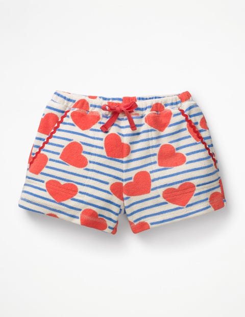 Towelling Shorts - Elizabethan Blue Stripe/Hearts Towelling Shorts - Elizabethan Blue Stripe/Hearts