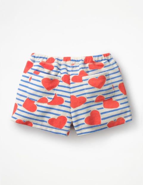 Towelling Shorts - Elizabethan Blue Stripe/Hearts Towelling Shorts - Elizabethan Blue Stripe/Hearts