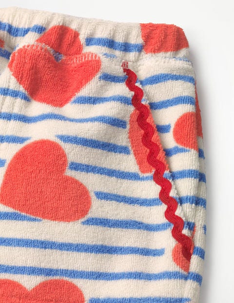 Towelling Shorts - Elizabethan Blue Stripe/Hearts Towelling Shorts - Elizabethan Blue Stripe/Hearts