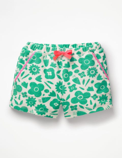 Towelling Shorts - Jungle Green Pop Floral Towelling Shorts - Jungle Green Pop Floral